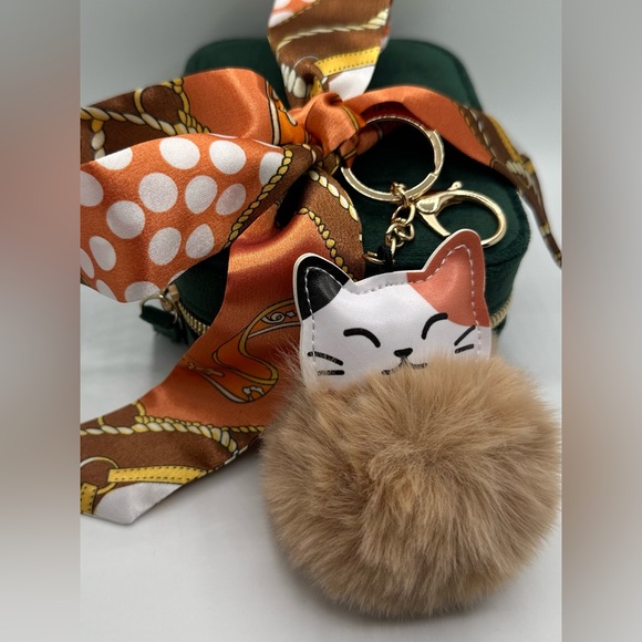 Fluffy Kitty Bag Charm Keychain and purse scarf - Picture 2 of 3